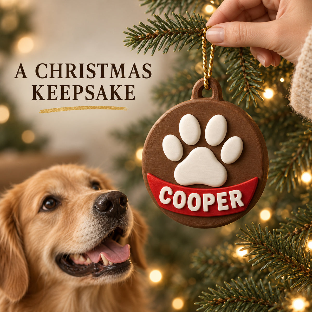 Personalized Raised Paw Name 3D Ornament - Custom Christmas Keepsake - image 9