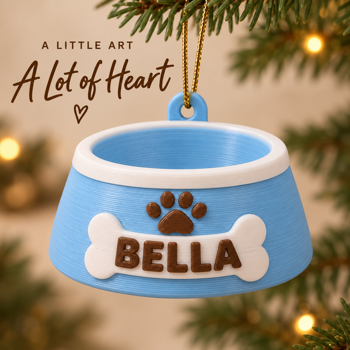 Personalized Dog Bowl 3D Ornament - Custom Christmas Keepsake - image 2