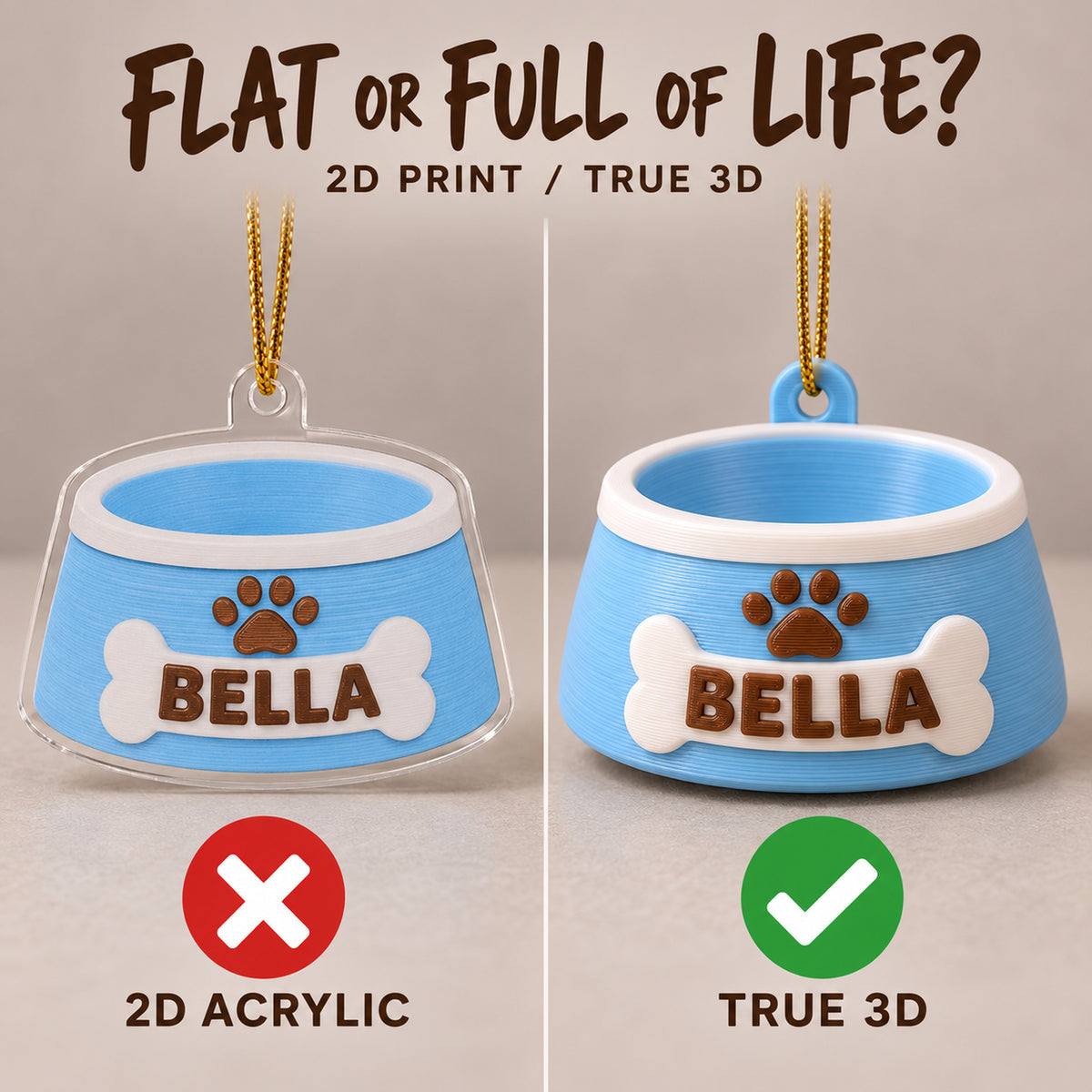 Personalized Dog Bowl 3D Ornament - Custom Christmas Keepsake - image 3