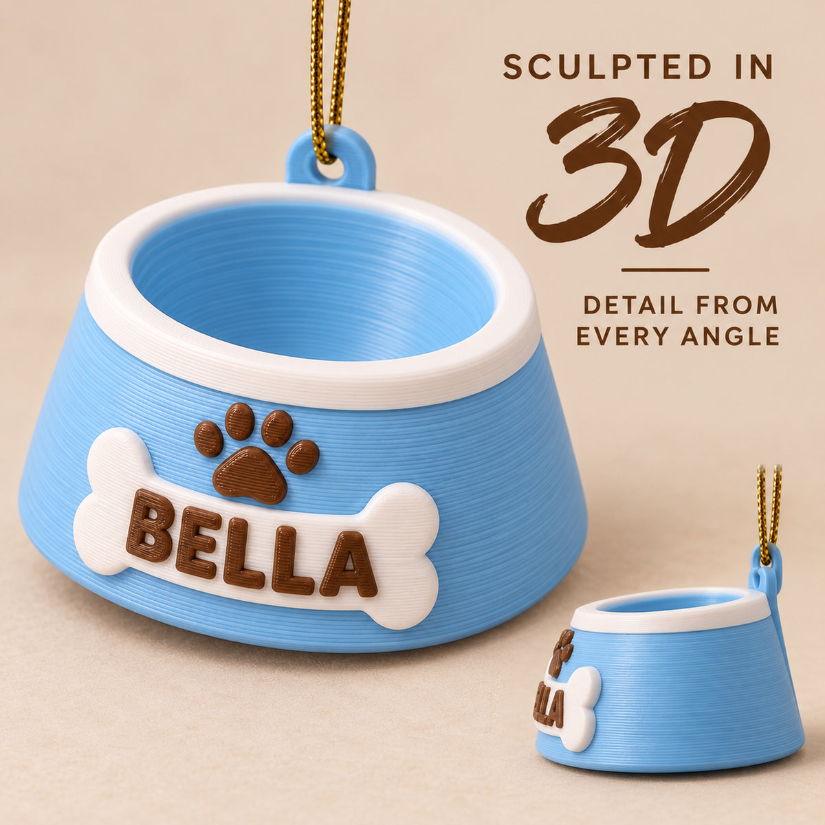Personalized Dog Bowl 3D Ornament - Custom Christmas Keepsake - image 4