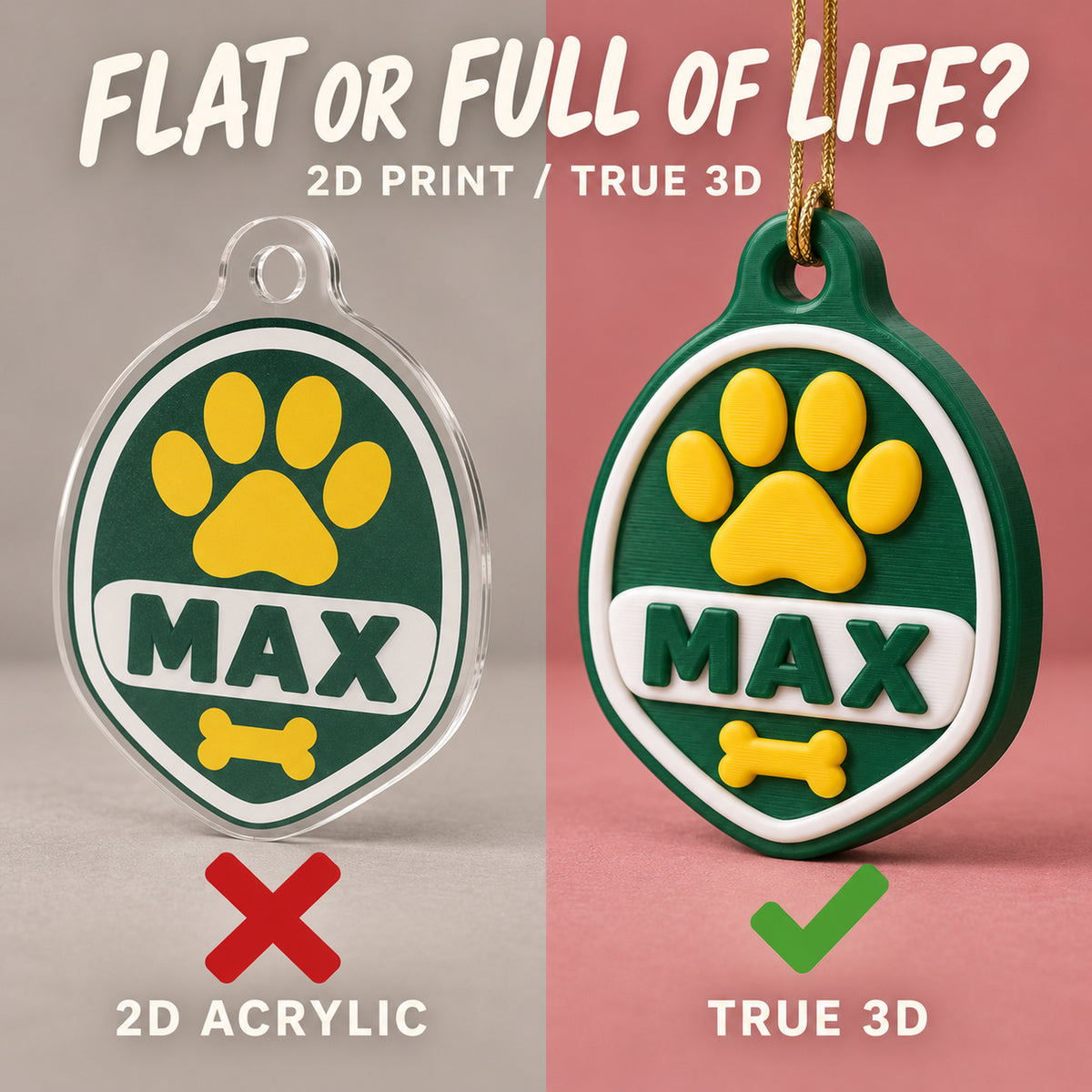 Personalized Collar Tag 3D Ornament - Custom Christmas Keepsake - image 3