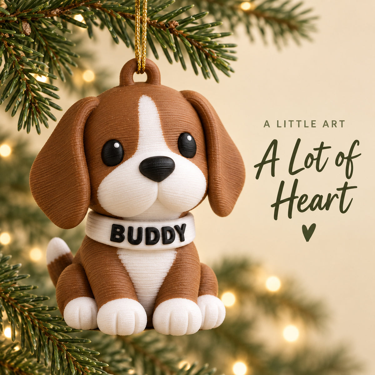 Personalized Chibi Dog 3D Ornament - Custom Christmas Keepsake - image 2