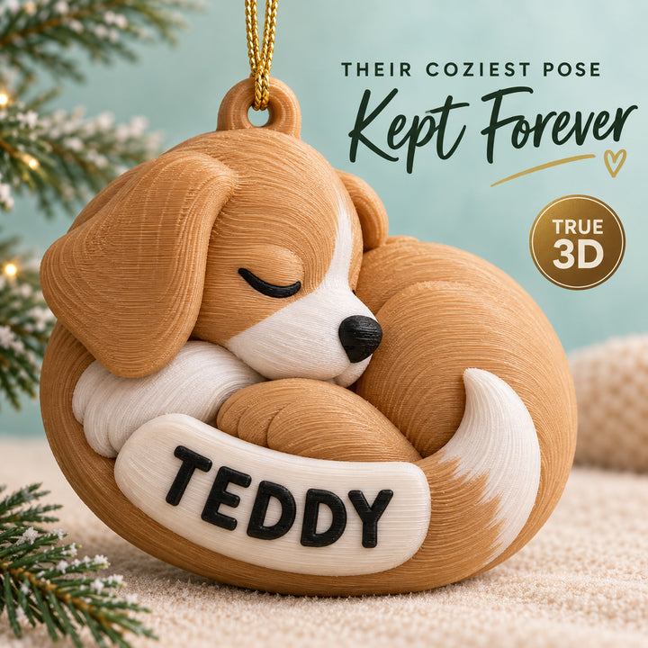 Personalized Curled Dog 3D Ornament - Custom Christmas Keepsake - image 1