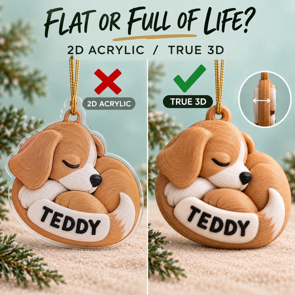 Personalized Curled Dog 3D Ornament - Custom Christmas Keepsake - image 3