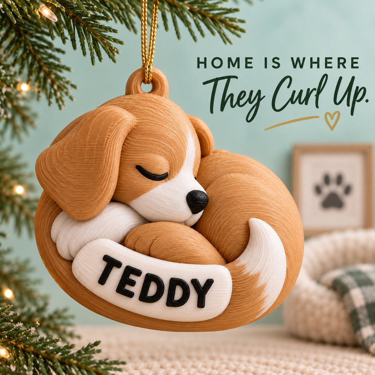 Personalized Curled Dog 3D Ornament - Custom Christmas Keepsake - image 9