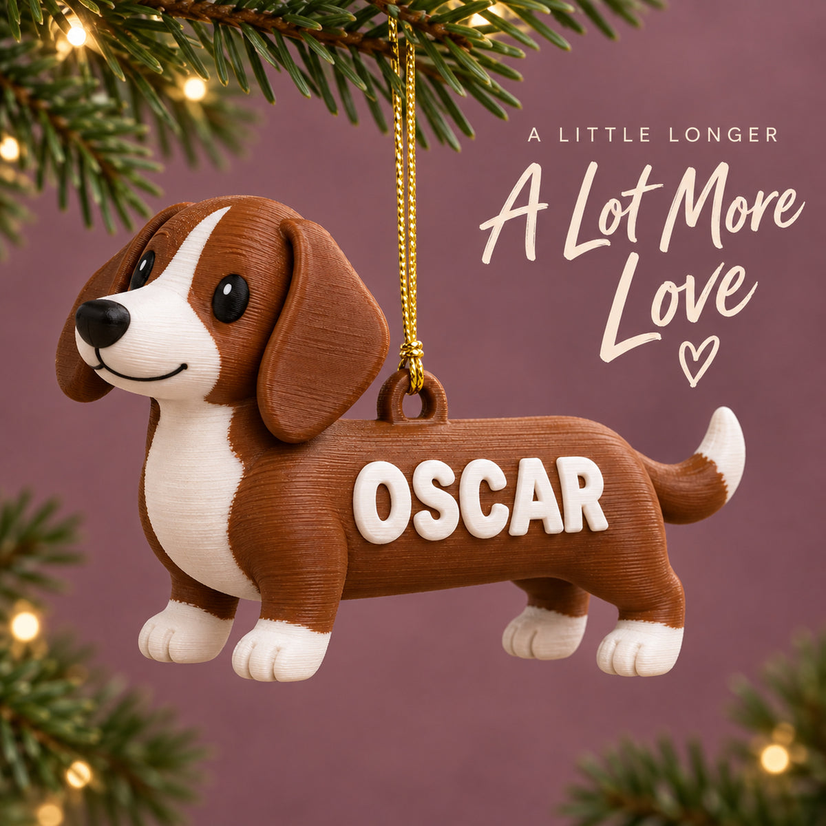 Personalized Dachshund 3D Ornament - Custom Christmas Keepsake - image 2