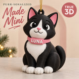 Personalized Sitting Cat 3D Ornament - Custom Christmas Keepsake - image 1
