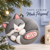 Personalized Curled Cat 3D Ornament - Custom Christmas Keepsake - image 2