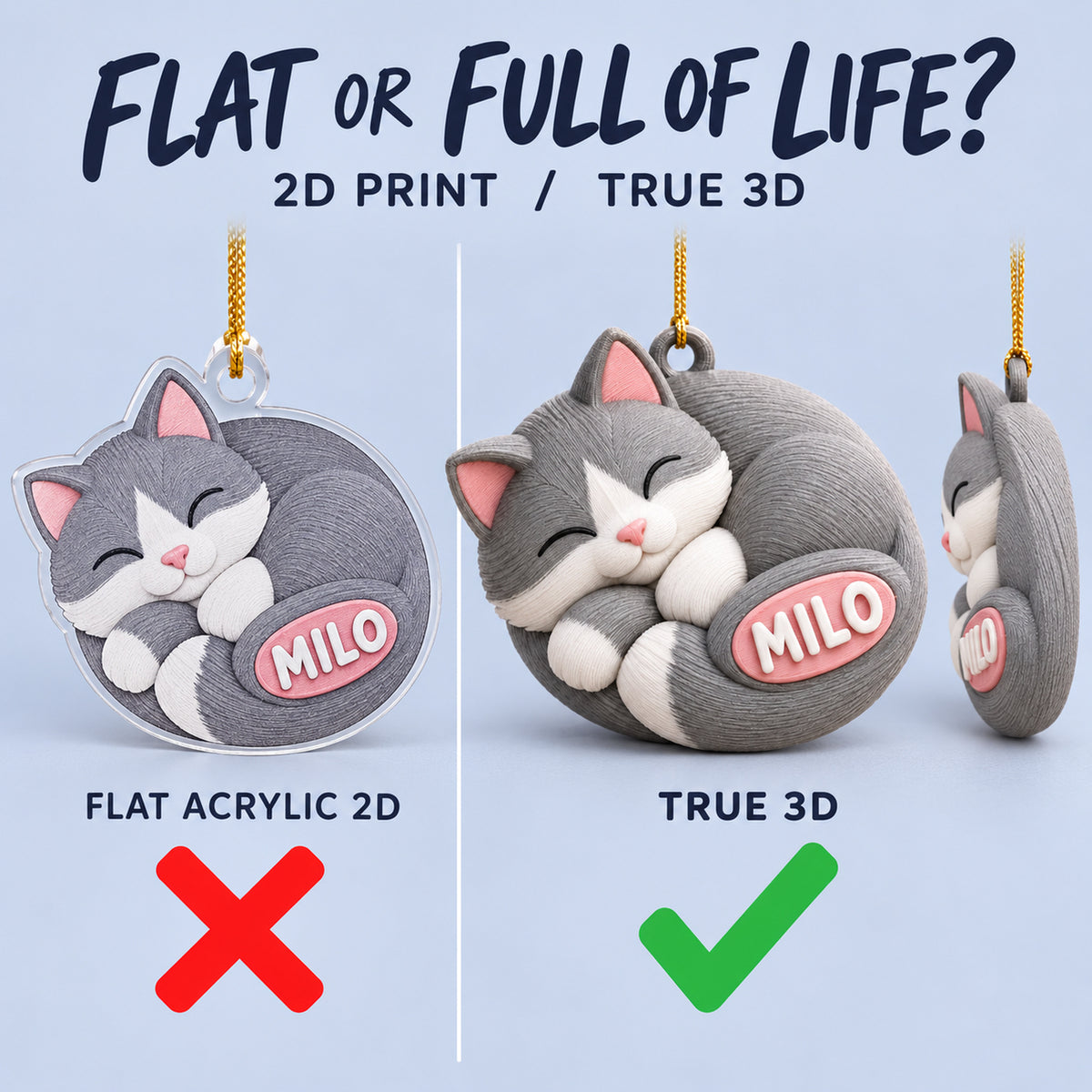 Personalized Curled Cat 3D Ornament - Custom Christmas Keepsake - image 3