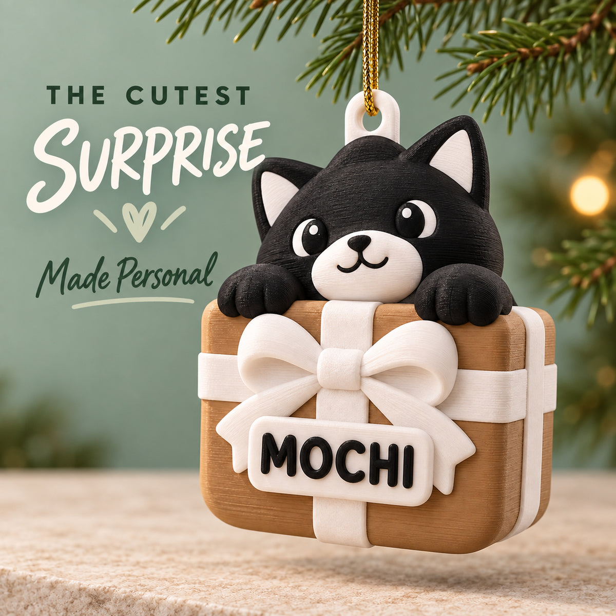 Personalized Cat Gift Box 3D Ornament - Custom Christmas Keepsake - image 2