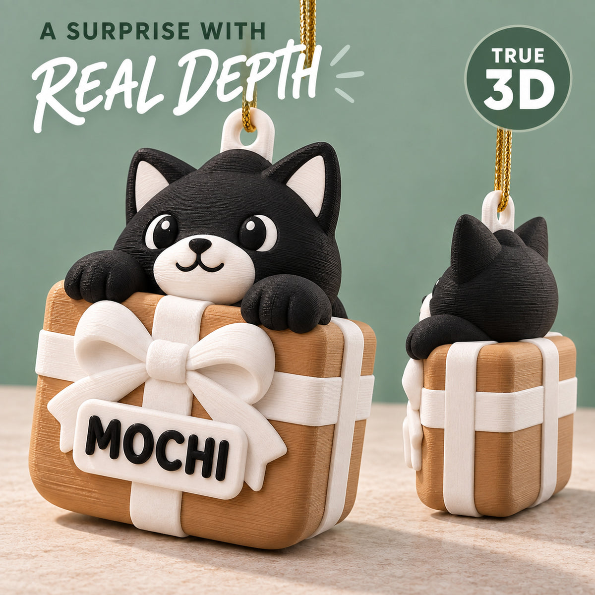 Personalized Cat Gift Box 3D Ornament - Custom Christmas Keepsake - image 4