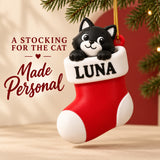 Personalized Cat Stocking 3D Ornament - Custom Christmas Keepsake - image 2