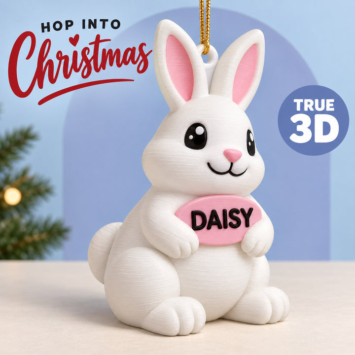 Personalized Rabbit 3D Ornament - Custom Christmas Keepsake - image 1