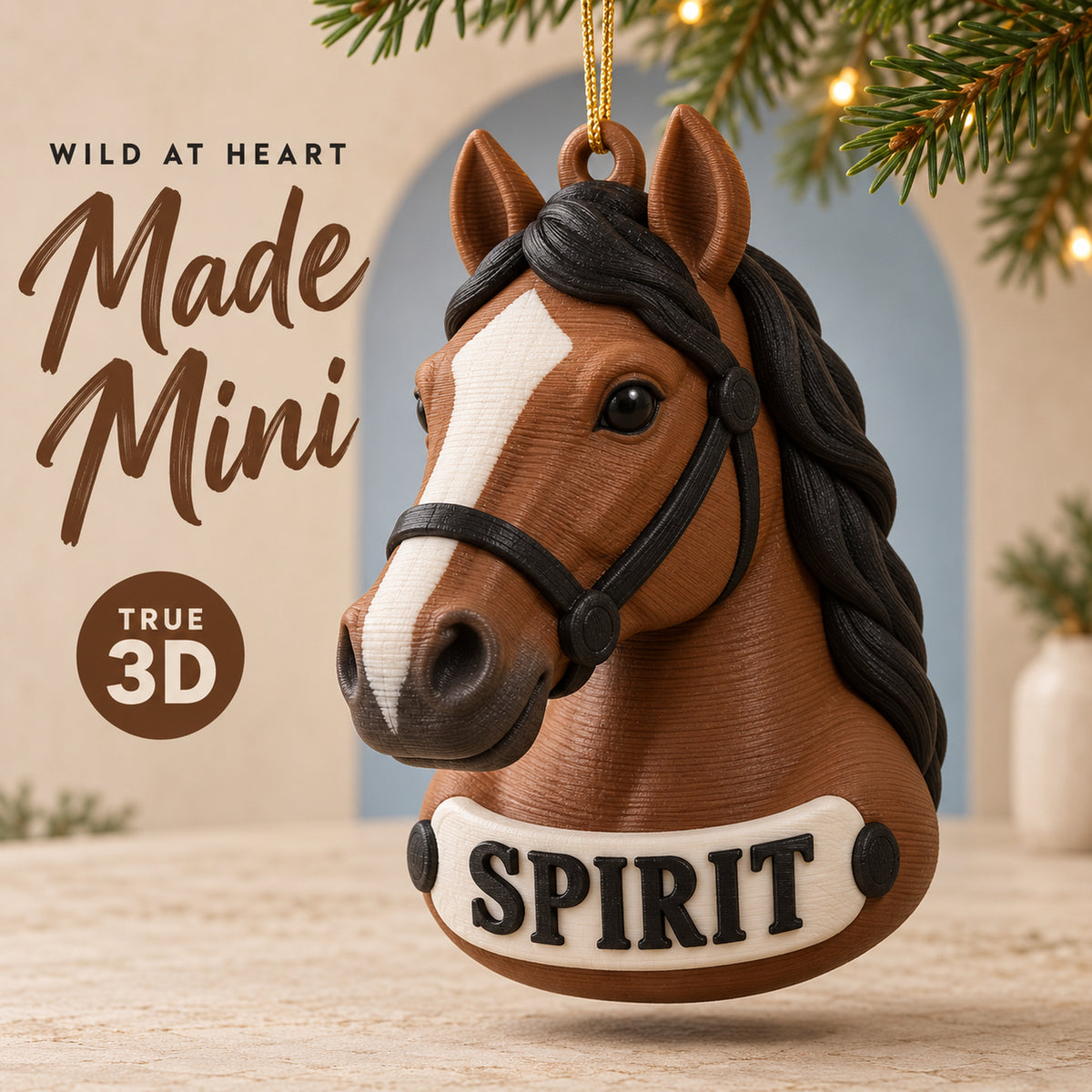 Personalized Stylized Horse Head 3D Ornament - Custom Christmas Keepsake - image 1