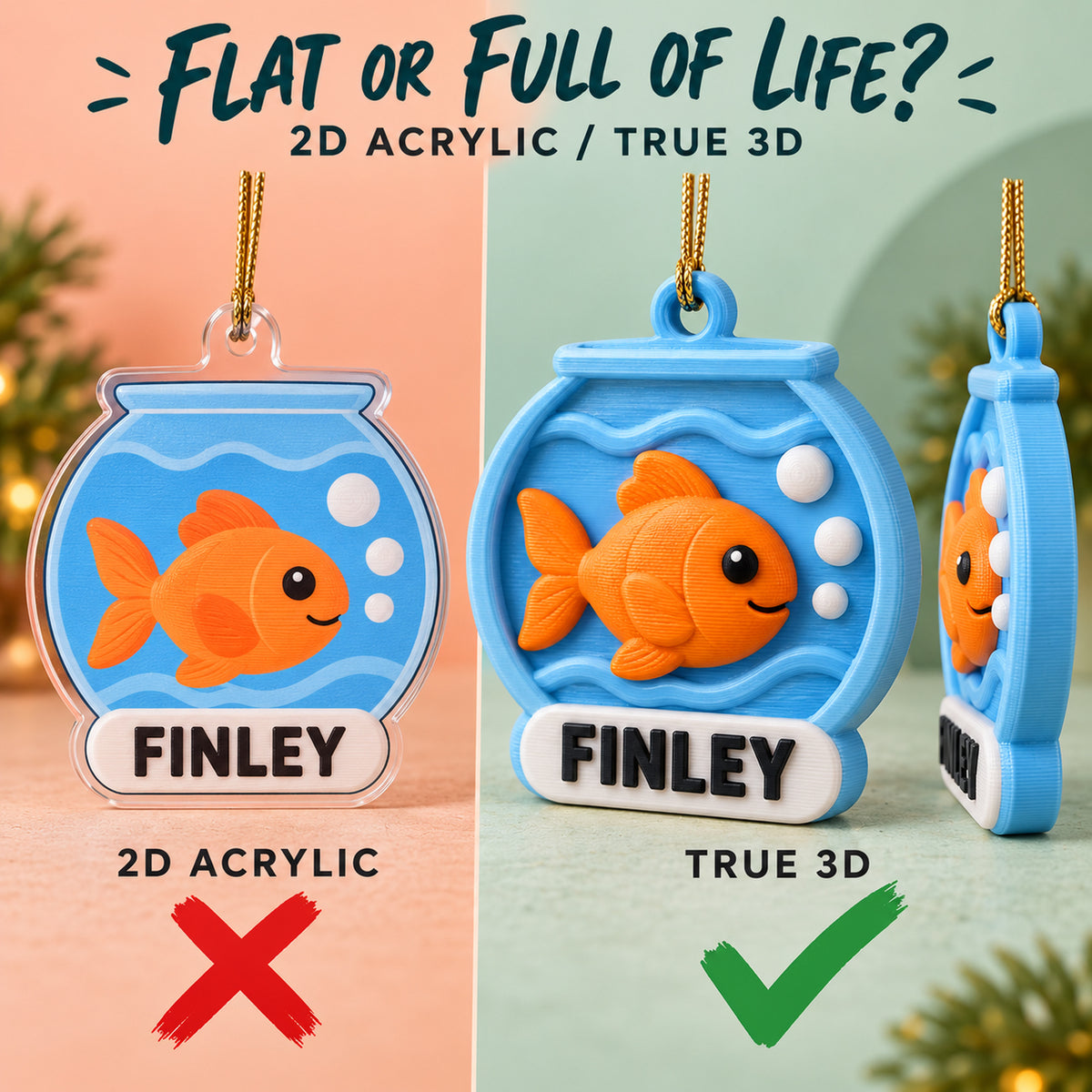 Personalized Fishbowl 3D Ornament - Custom Christmas Keepsake - image 3