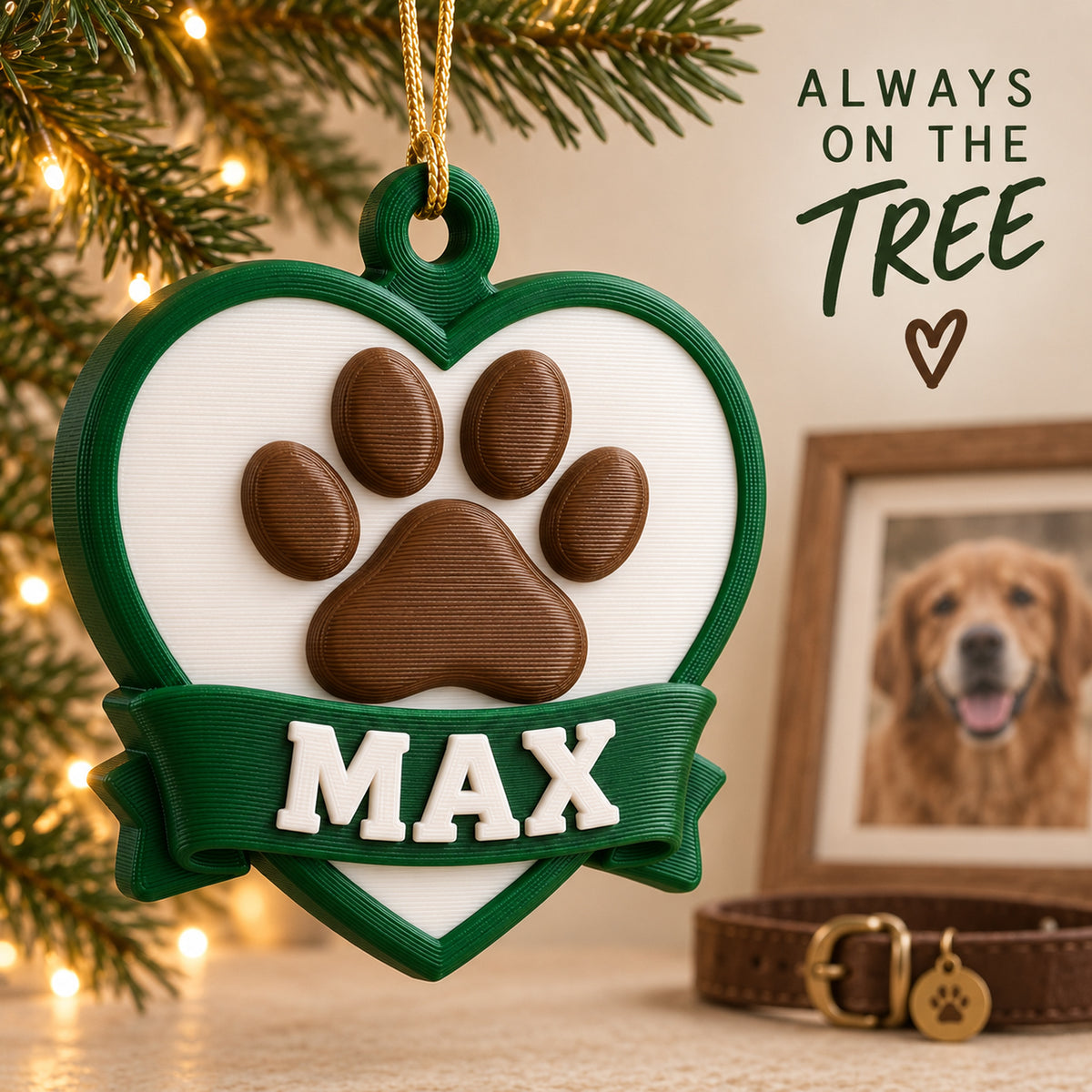 Personalized Memorial Heart Paw 3D Ornament - Custom Christmas Keepsake - image 9