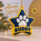 Personalized Memorial Star Paw 3D Ornament - Custom Christmas Keepsake - image 1