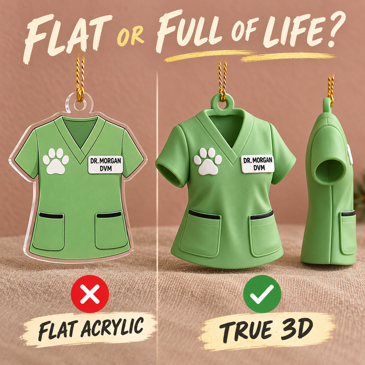 Personalized Veterinarian Scrubs 3D Ornament - Custom Christmas Keepsake - image 3