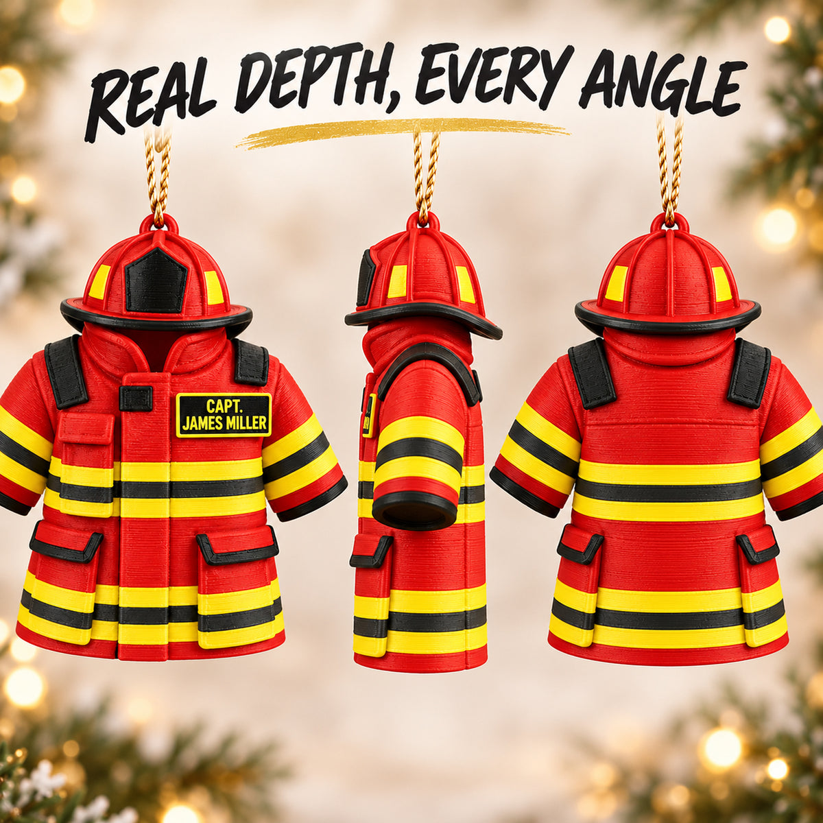 Personalized Firefighter Outfit 3D Ornament - Custom Christmas Keepsake - image 2