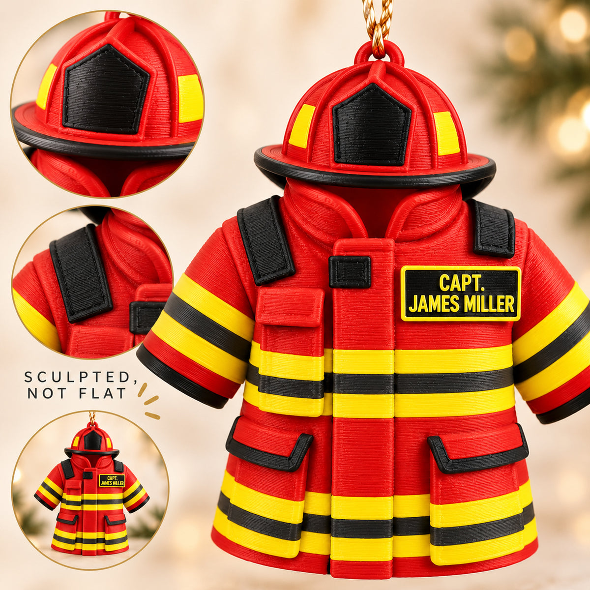 Personalized Firefighter Outfit 3D Ornament - Custom Christmas Keepsake - image 4