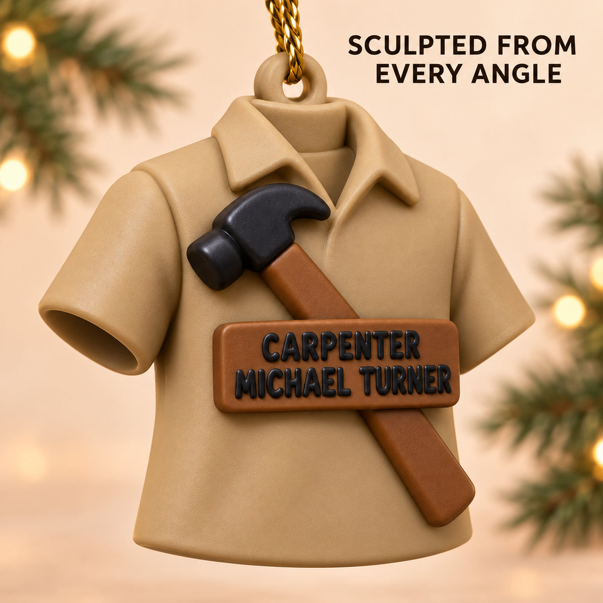 Personalized Carpenter Jacket Hammer 3D Ornament - Custom Christmas Keepsake - image 4