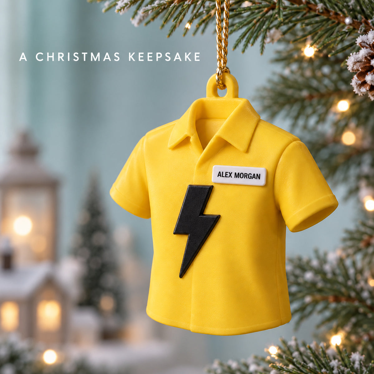 Personalized Electrician Shirt Lightning 3D Ornament - Custom Christmas Keepsake - image 9