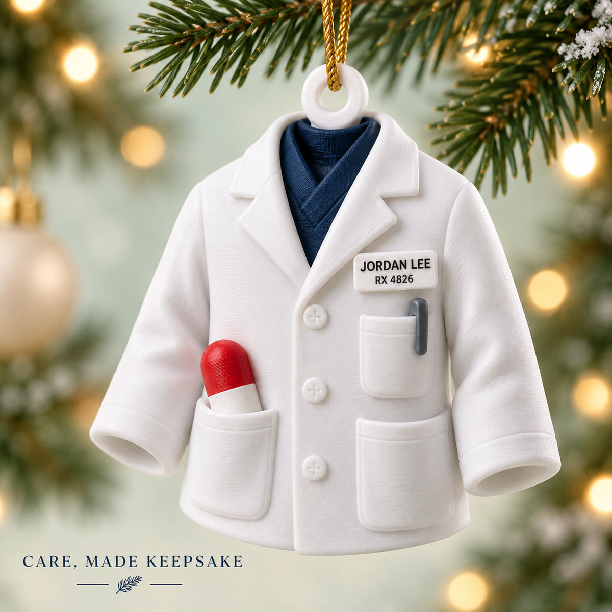 Personalized Pharmacist Coat Pill 3D Ornament - Custom Christmas Keepsake - image 2