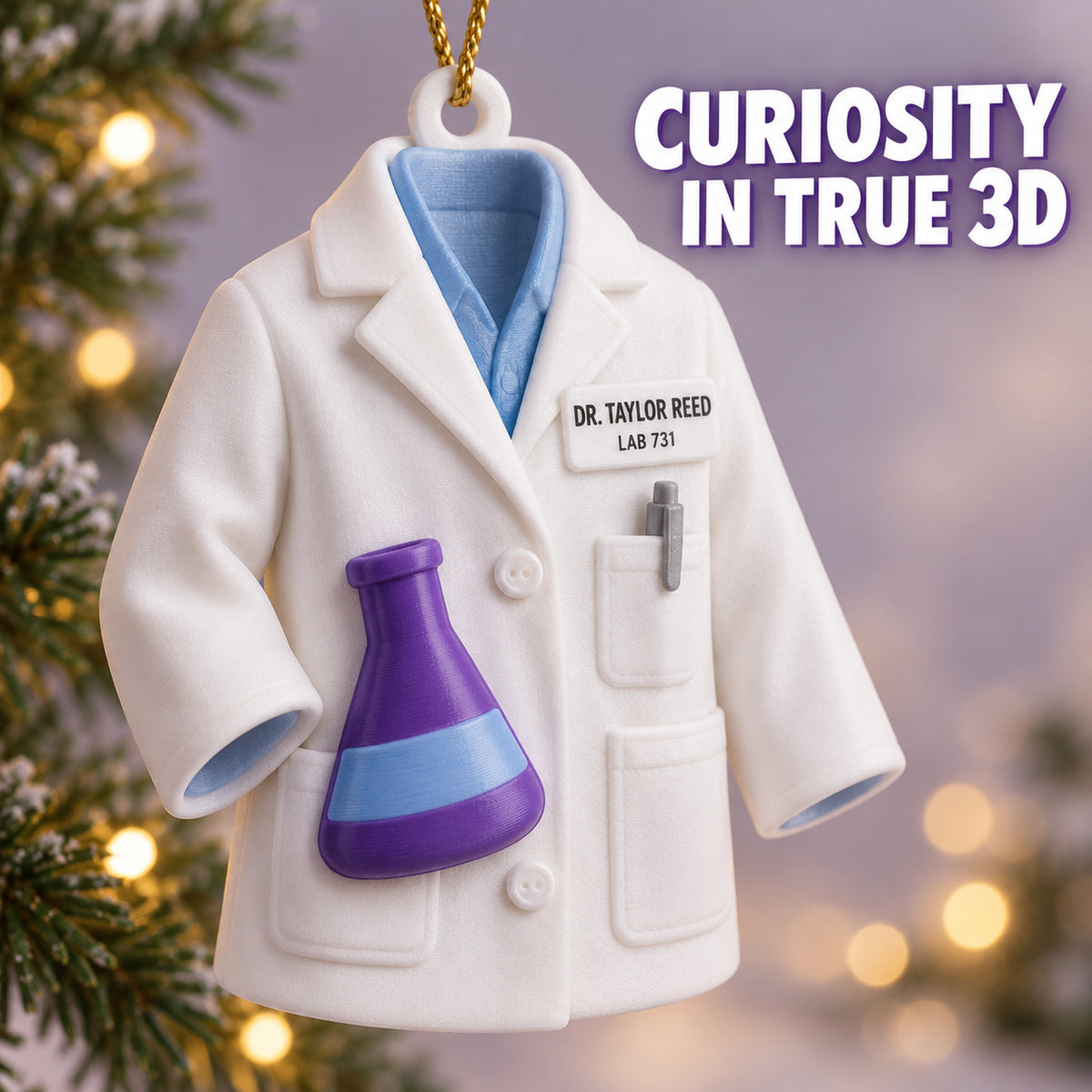 Personalized Scientist Coat Flask 3D Ornament - Custom Christmas Keepsake - image 1