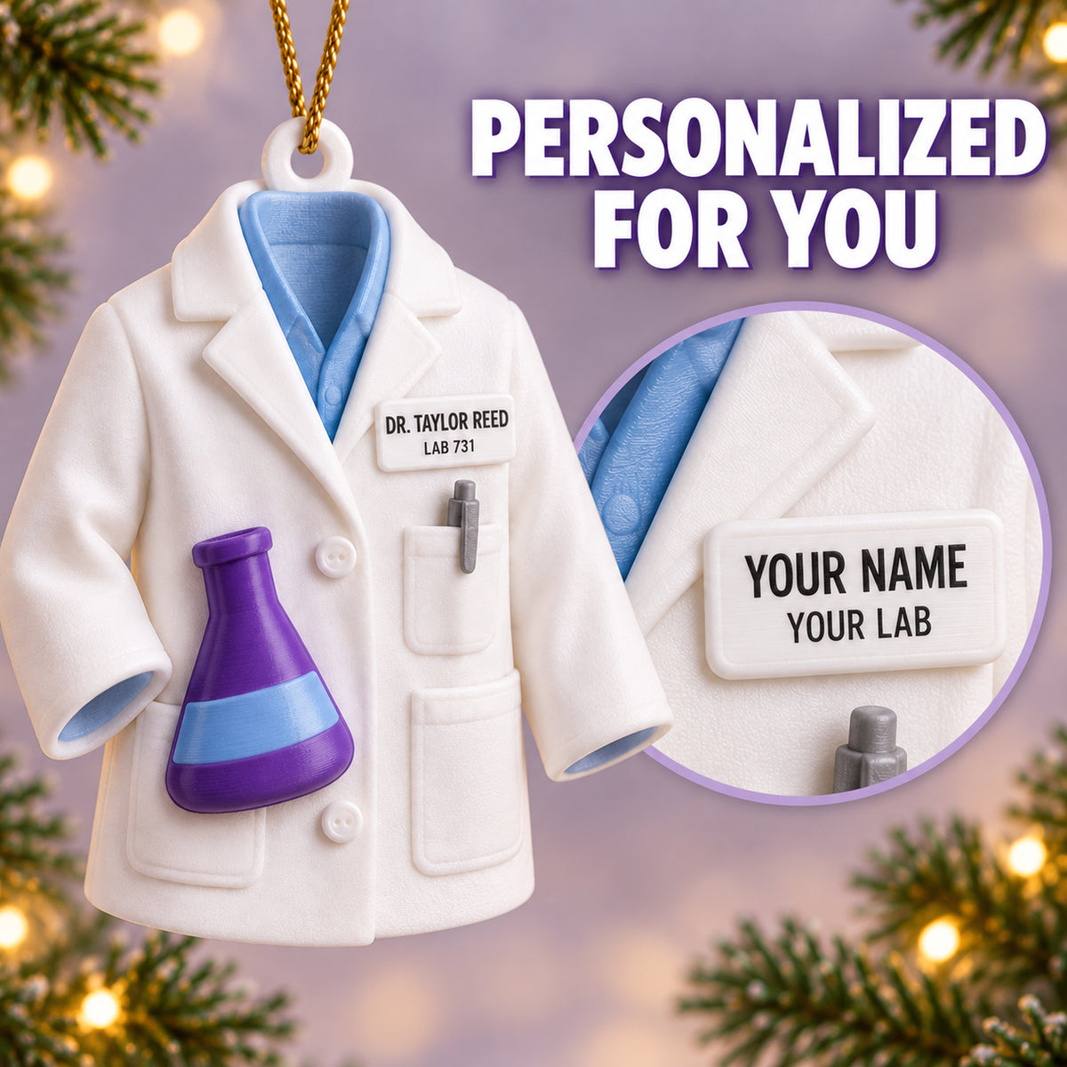 Personalized Scientist Coat Flask 3D Ornament - Custom Christmas Keepsake - image 7