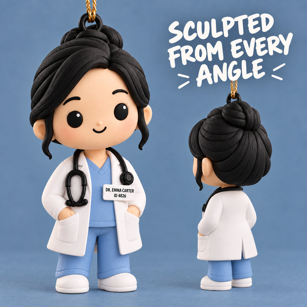 Personalized Chibi Doctor 3D Ornament - Custom Christmas Keepsake - image 4