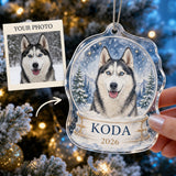 Personalized Snow Globe Dog Photo Acrylic Ornament - Custom Pet Keepsake - image 1