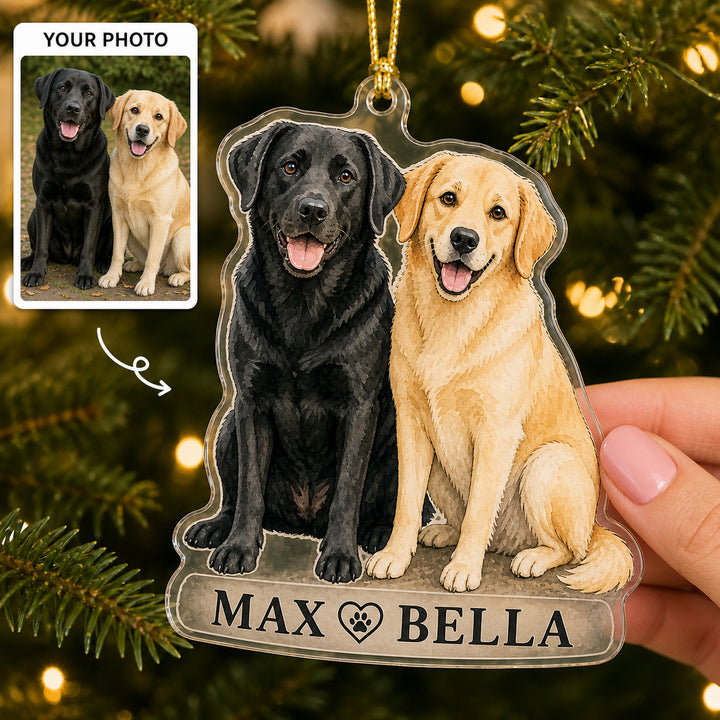 Personalized Two Best Friends Photo Acrylic Ornament - Custom Pet Keepsake - image 1