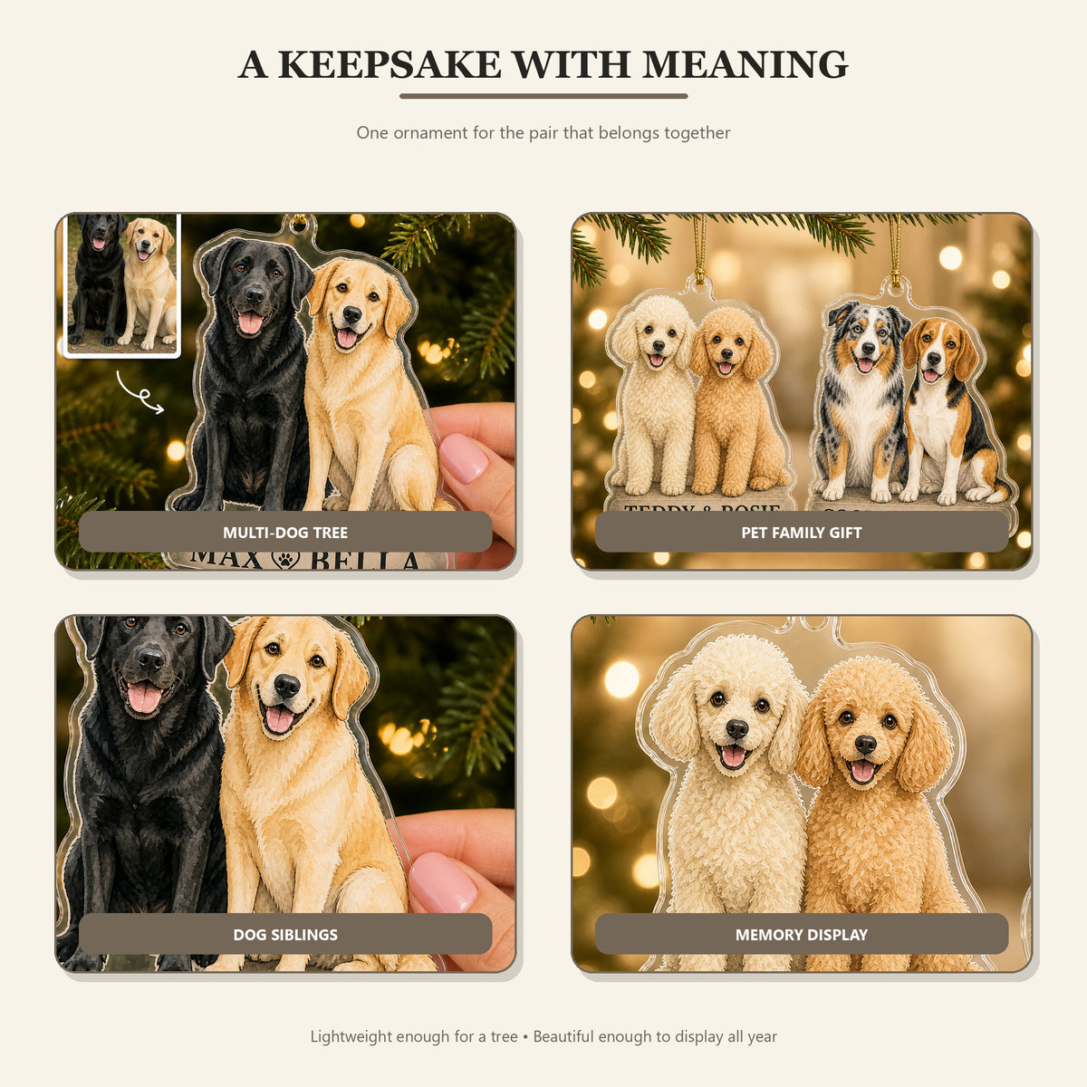 Personalized Two Best Friends Photo Acrylic Ornament - Custom Pet Keepsake - image 2