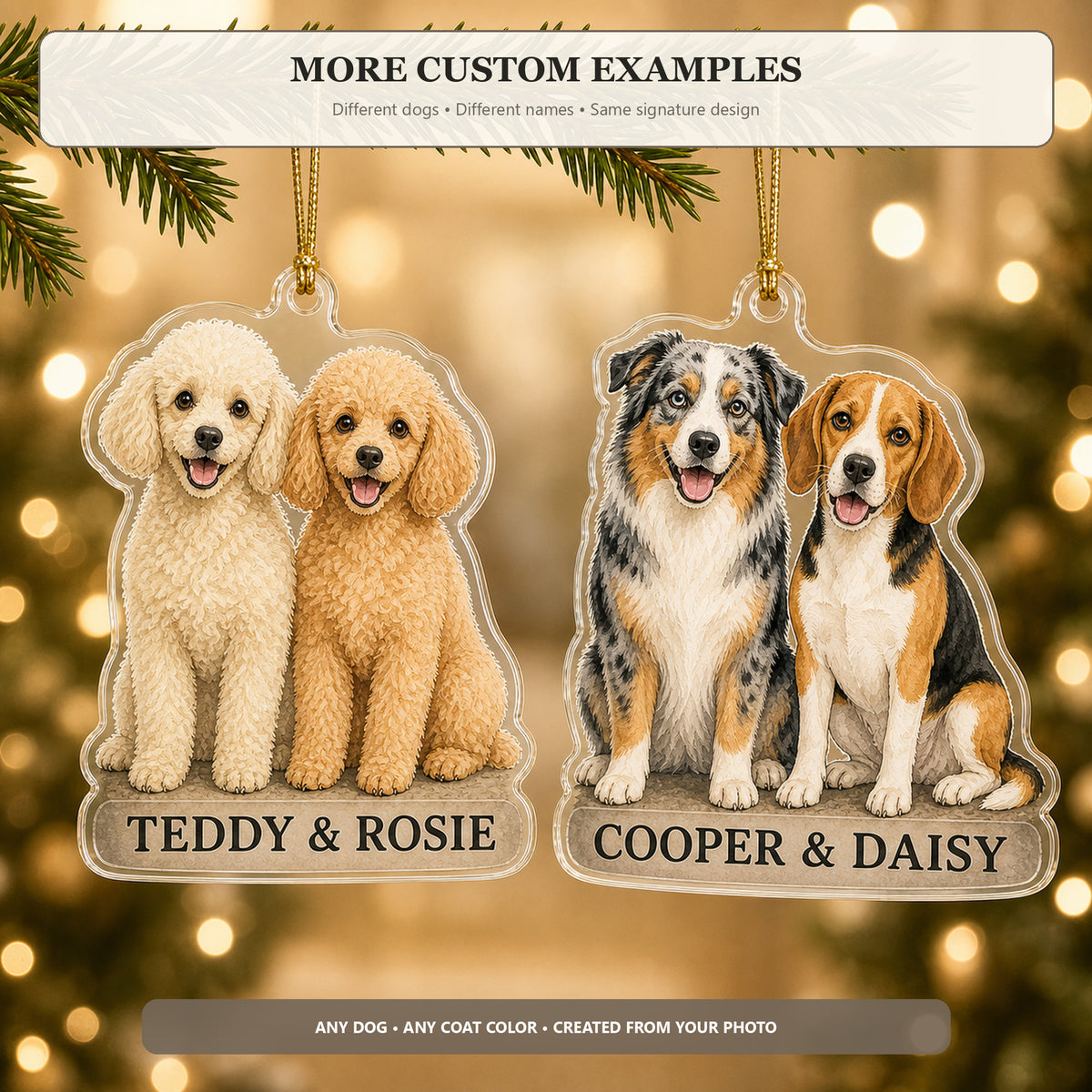 Personalized Two Best Friends Photo Acrylic Ornament - Custom Pet Keepsake - image 4