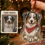 Personalized Western Cowboy Dog Photo Acrylic Ornament - Custom Pet Keepsake - image 1