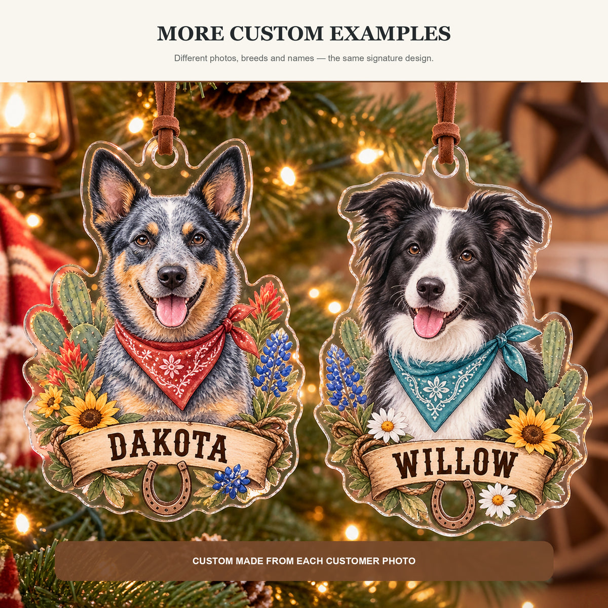 Personalized Western Cowboy Dog Photo Acrylic Ornament - Custom Pet Keepsake - image 4