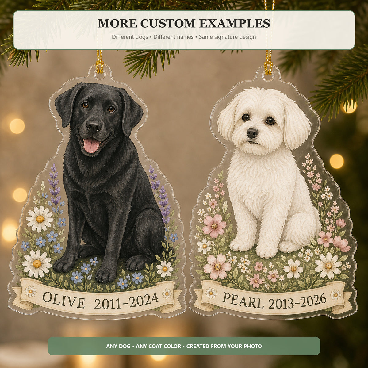 Personalized Wildflower Pet Memorial Photo Acrylic Ornament - Custom Pet Keepsake - image 4