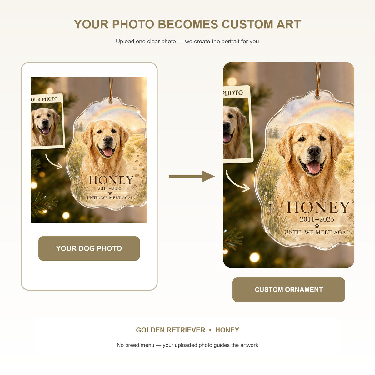 Personalized Across the Meadow Pet Memorial Photo Acrylic Ornament - Custom Pet Keepsake - image 3