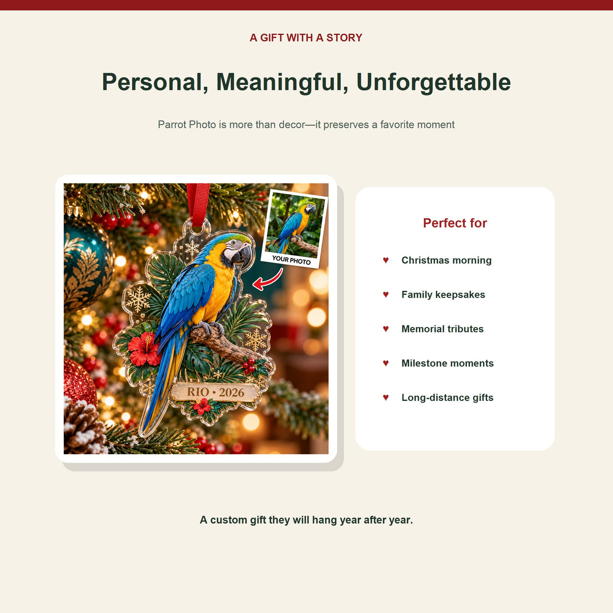 Parrot personalized acrylic ornament - image 5