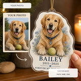 Personalized Collar and Favorite Toy Pet Memorial Photo Acrylic Ornament - Custom Pet Keepsake - image 1