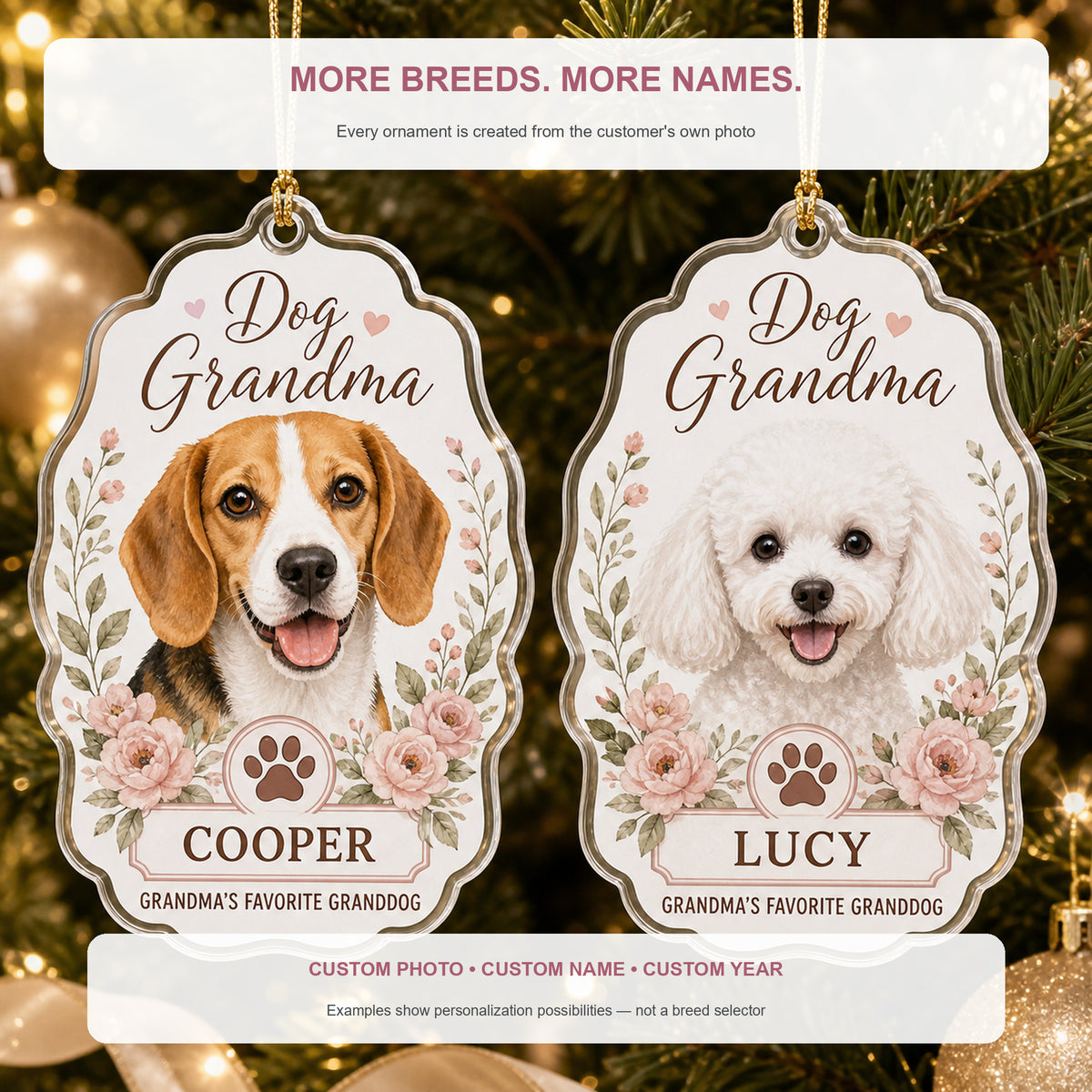 Personalized Favorite Granddog Grandma Photo Acrylic Ornament - Custom Pet Keepsake - image 4