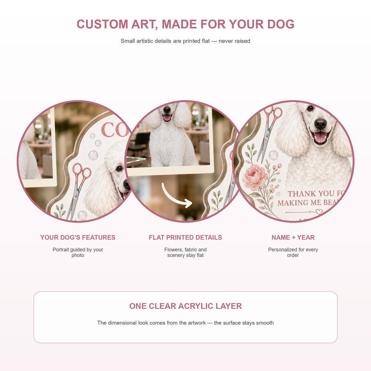 Personalized Dog Groomer Thank You Photo Acrylic Ornament - Custom Pet Keepsake - image 5