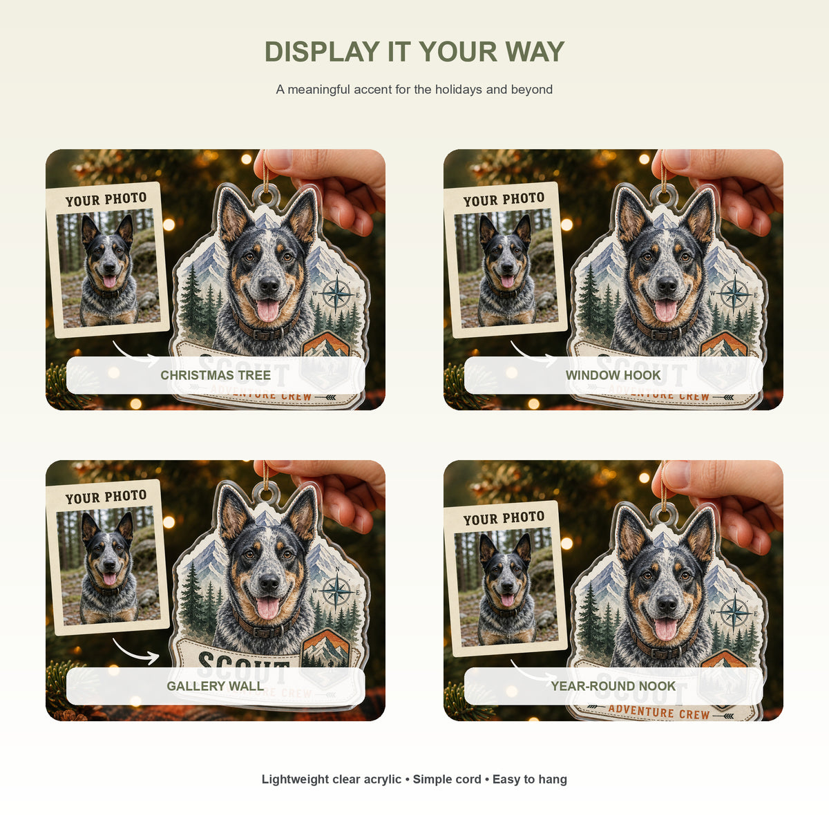 Personalized Adventure Crew Dog Photo Acrylic Ornament - Custom Pet Keepsake - image 2