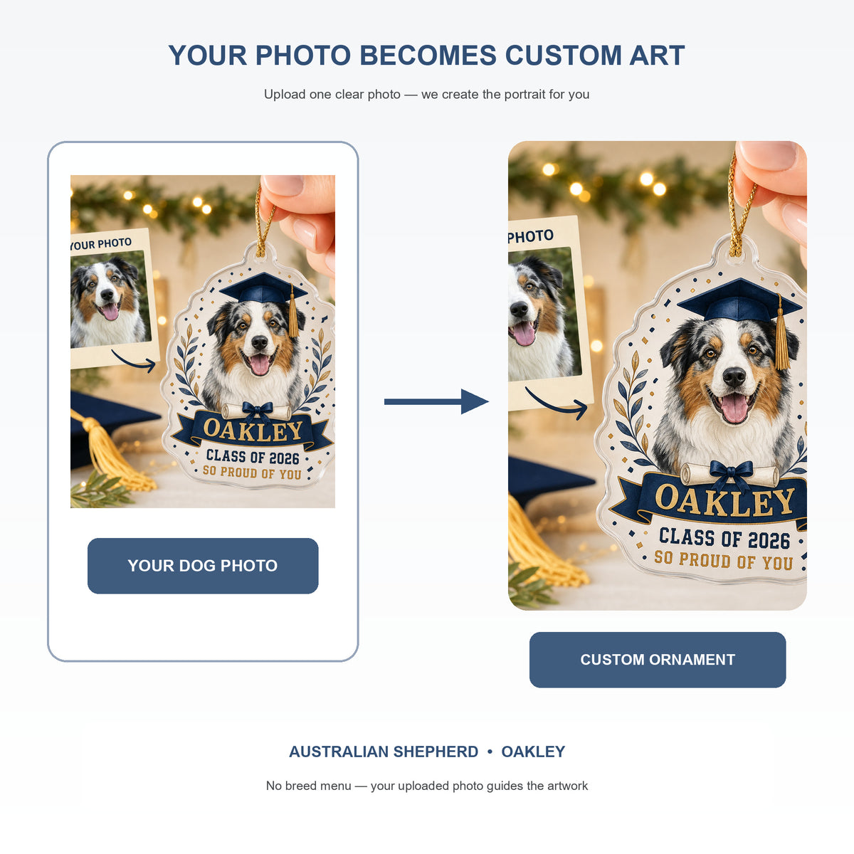Personalized Graduation Dog Photo Acrylic Ornament - Custom Pet Keepsake - image 3