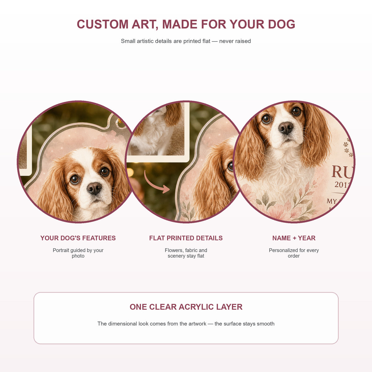 Personalized Heart Pawprints Pet Memorial Photo Acrylic Ornament - Custom Pet Keepsake - image 5
