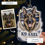 Personalized K9 Handler Pet Memorial Photo Acrylic Ornament - Custom Pet Keepsake - image 1