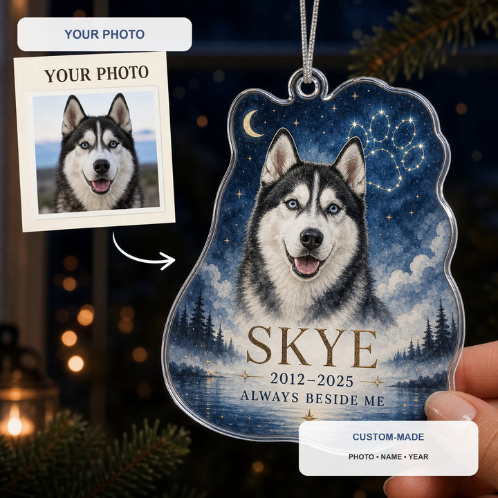 Personalized Paw Constellation Pet Memorial Photo Acrylic Ornament - Custom Pet Keepsake - image 1
