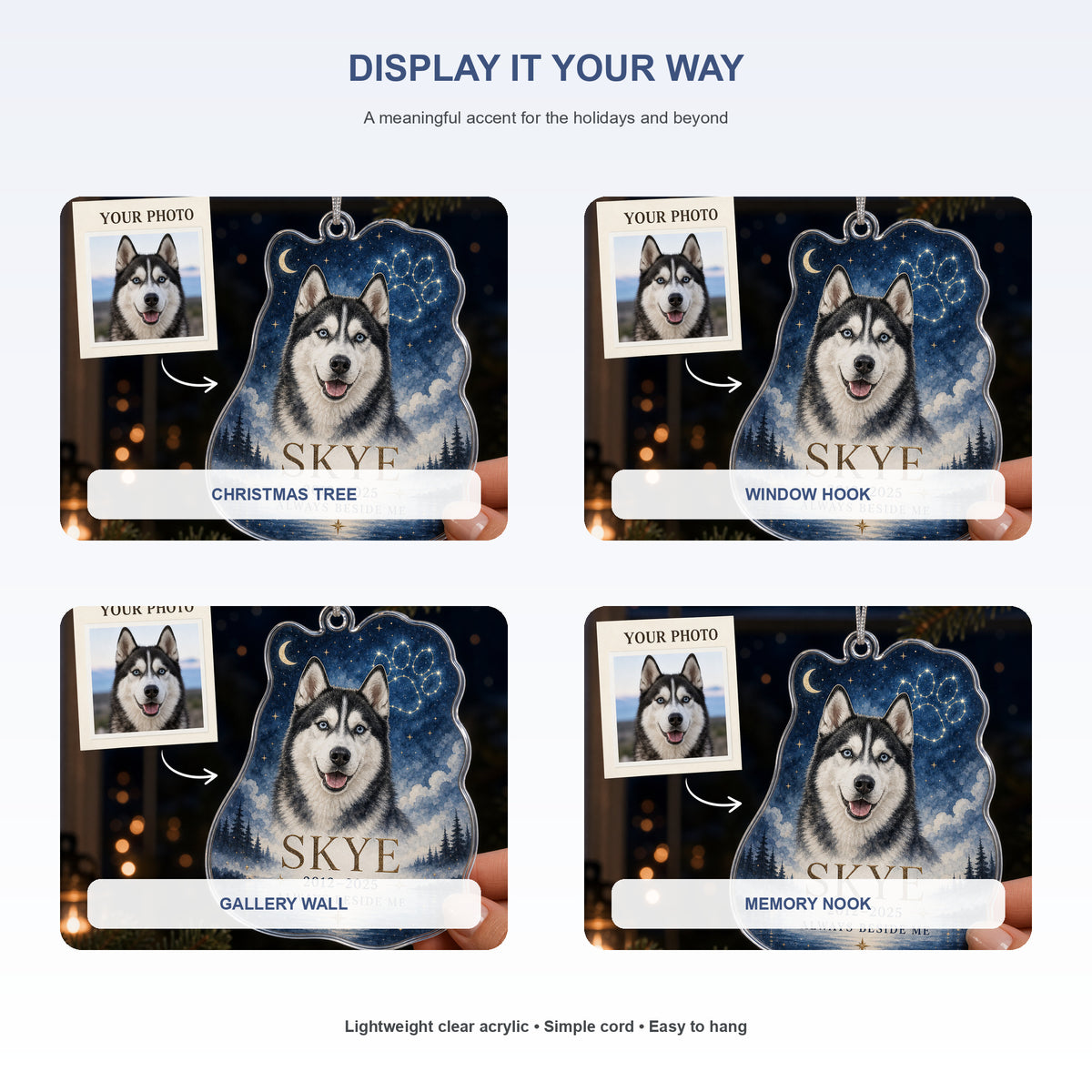 Personalized Paw Constellation Pet Memorial Photo Acrylic Ornament - Custom Pet Keepsake - image 2