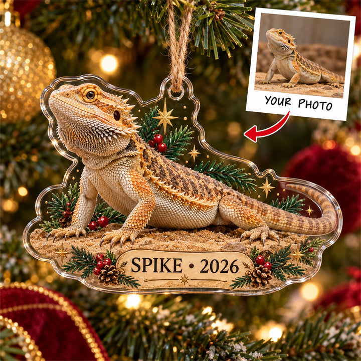 Personalized Bearded Dragon Photo Acrylic Ornament - Custom Christmas Keepsake - image 1