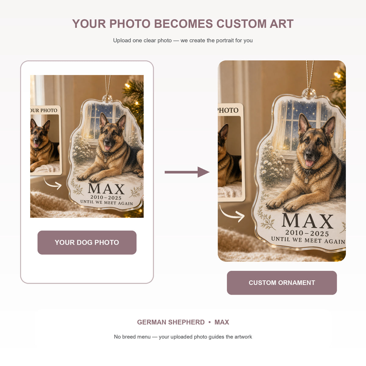 Personalized Memory Window Pet Memorial Photo Acrylic Ornament - Custom Pet Keepsake - image 3